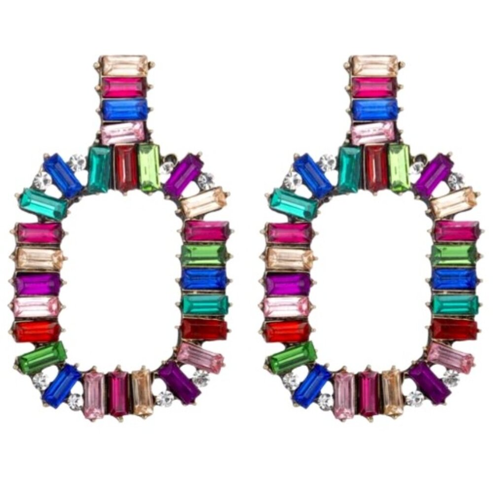 EYECANDY LA Zahara Rainbow Statement Earrings NWT